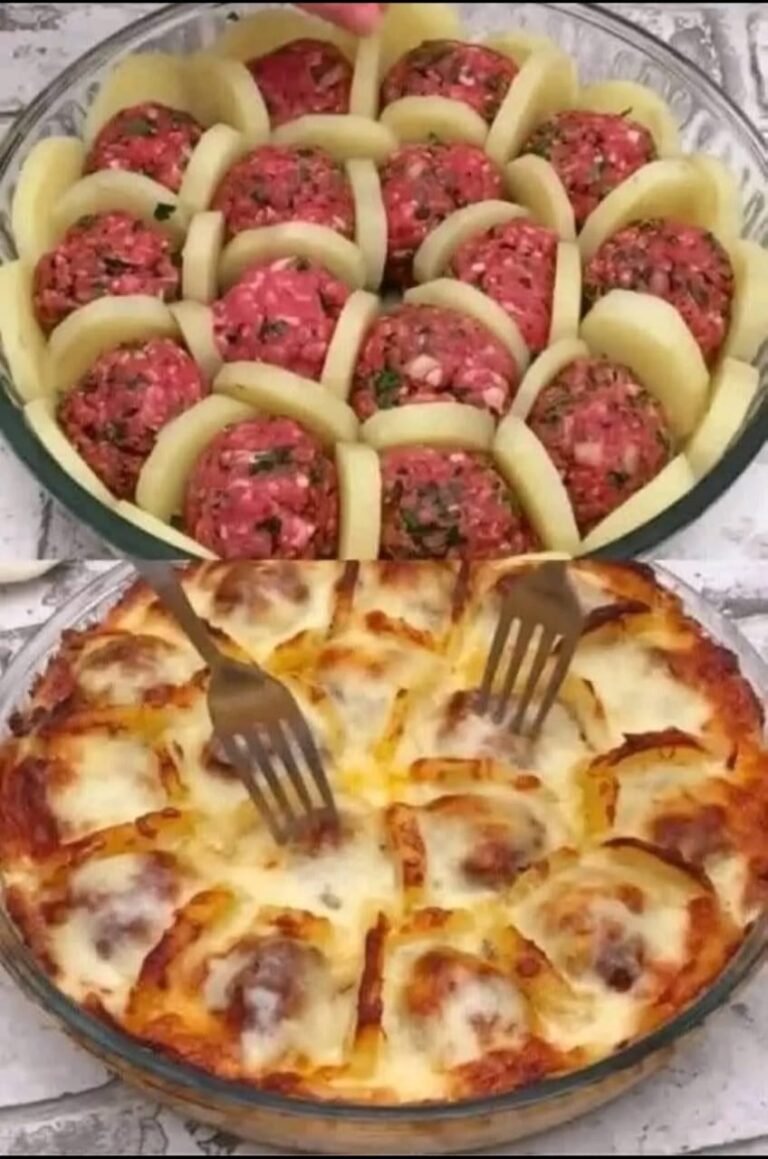 Cheesy Baked Meatballs with Potatoes