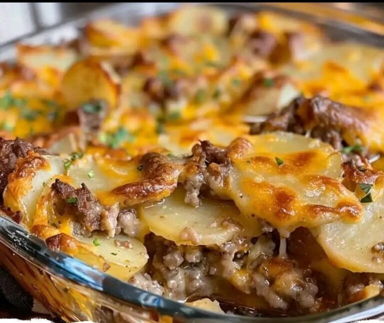 “Hamburger Potato Cheese Casserole: