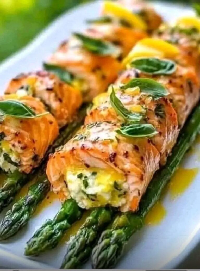 Stuffed Salmon Rolls with Asparagus